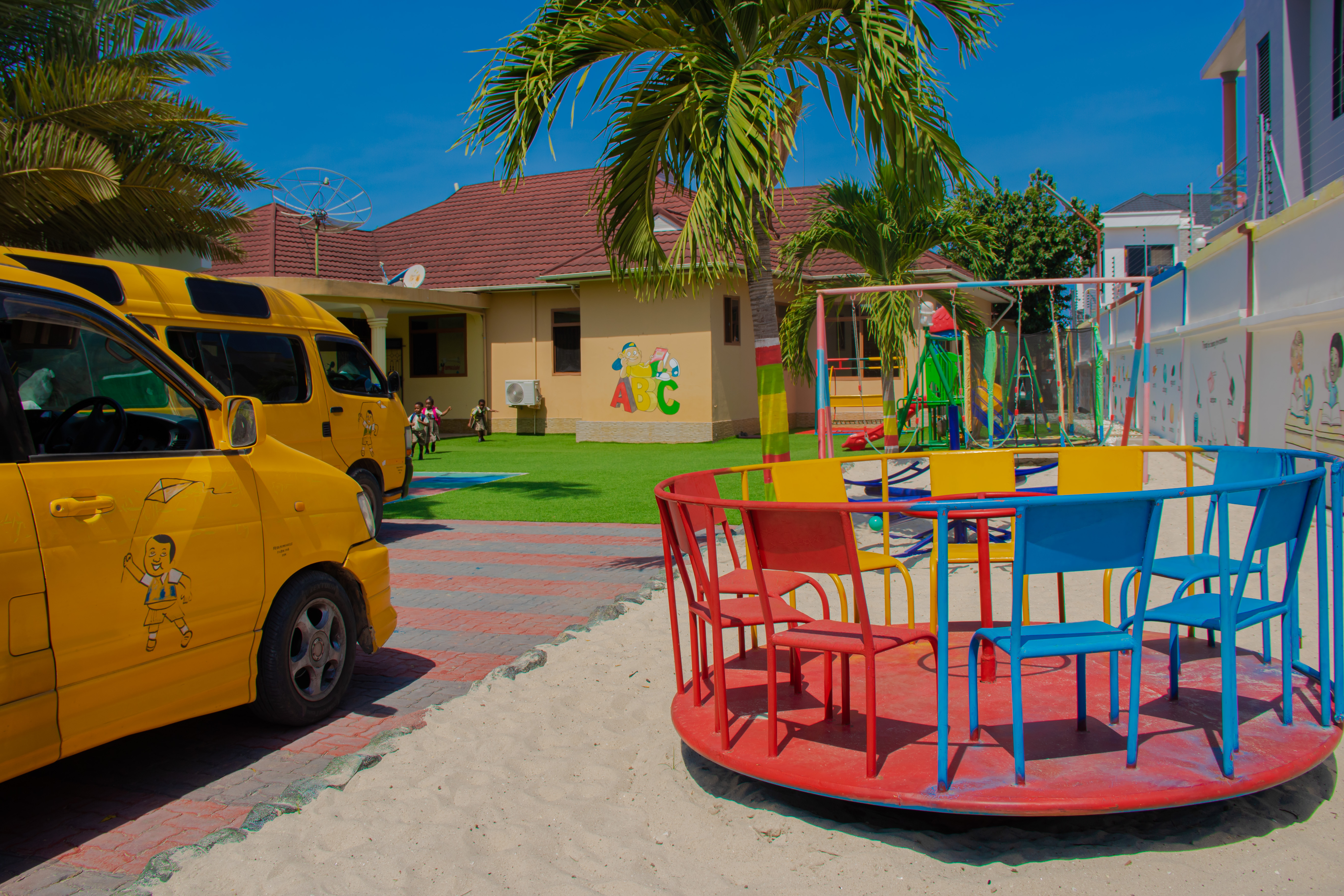 School bus and playground