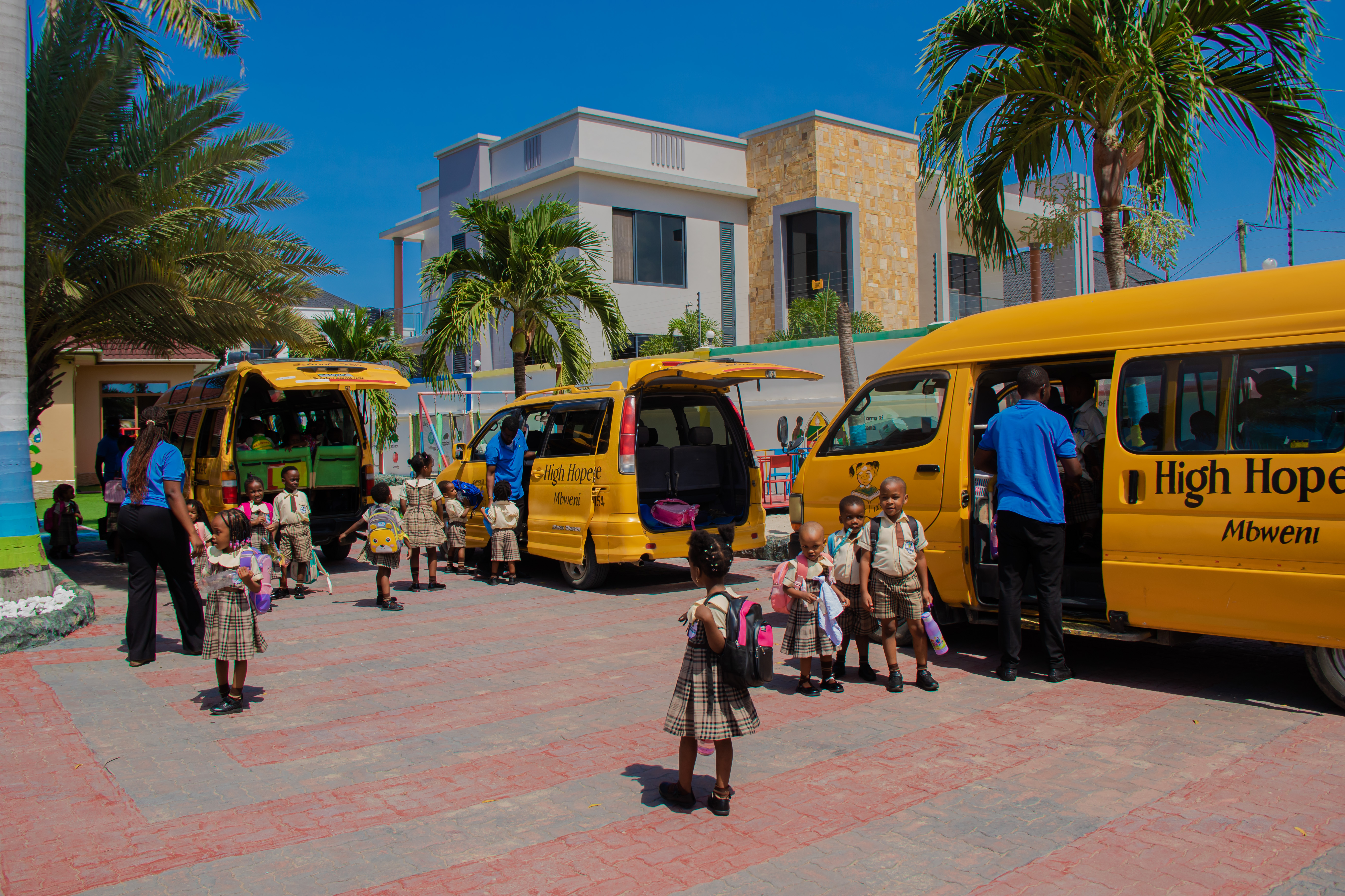 Children arriving at High Hope